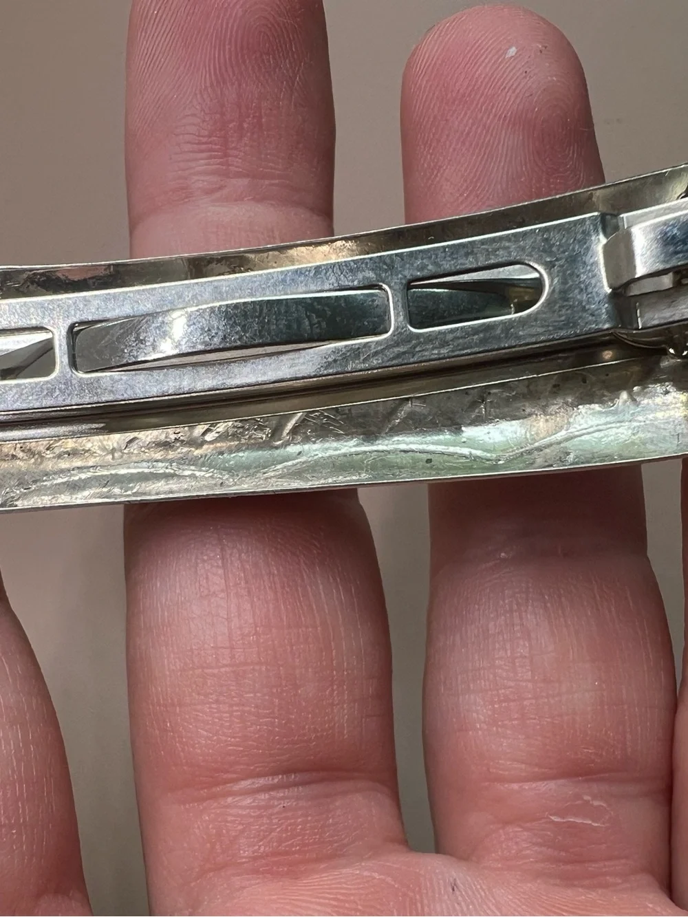 Sterling Silver Tone Etched Hair Clip